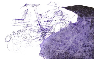 Typewriter ink hatching, scribble carbon isolated on white background, top view