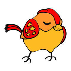 Vector Colorful Illustration of Bird Isolated on White Background