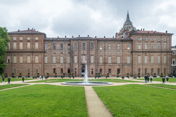 Fototapeta premium Wide angle view of the beautiful gardens of the Royal Palace of Turin
