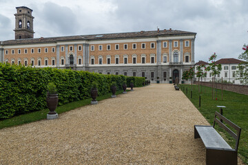 Obraz premium Wide angle view of the beautiful gardens of the Royal Palace of Turin