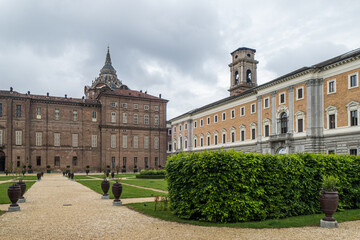 Obraz premium Wide angle view of the beautiful gardens of the Royal Palace of Turin
