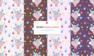 Animal seamless pattern with cute mouse design