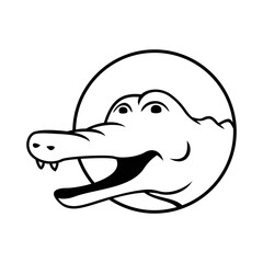 cute crocodile logo template. black and white alligator head sign and symbol. wild animal icon.