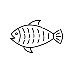 Fish doodle icon. Hand drawn black sketch. Vector Illustration.