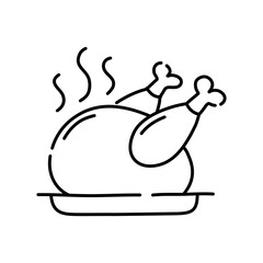 Fried chicken doodle icon. Hand drawn black sketch. Vector Illustration.