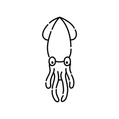 Cuttlefish doodle icon. Hand drawn black sketch. Vector Illustration.