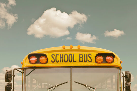 Retro styled image of an old American yellow school bus