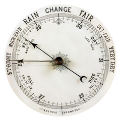Vintage ornamental barometer with English text