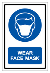Wear Face Mask Protection Symbol Sign,Vector Illustration, Isolated On White Background Label. EPS10