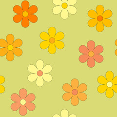 Obraz premium Spring seamless background with yellow and orange flowers