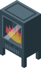 Furnace icon isometric vector. Fire house. Fireplace burning