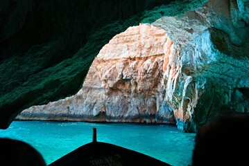 Beautiful shot of the Blue Grotto sea caves in Malta