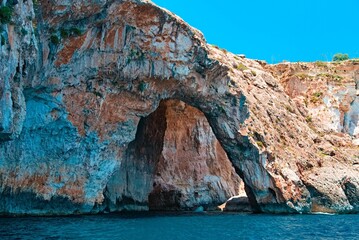 Beautiful shot of the Blue Grotto sea caves in Malta