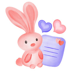 pink rabbit  watercolor