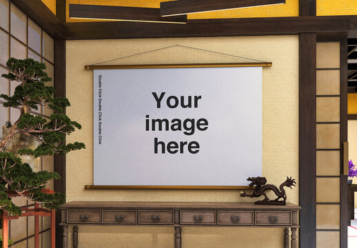 Japanese Indoor Temple Poster Mockup 12