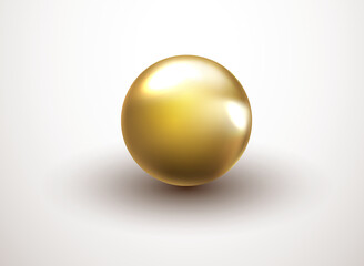 3D golden ball on white background .3d metal texture,ball icon,luxury background,vector illustration