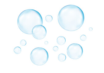 3d bubbles on witer background. Soap bubbles vector illustration