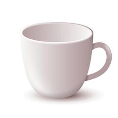 3d vector white cups of coffee .tea, coffee,water, cocoa, mug illustration.