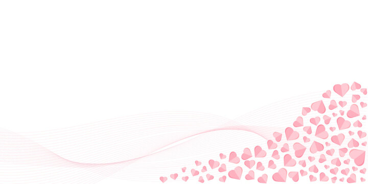 Valentine's day background with hearts and abstract lines. Copy space.