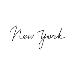 New York quote slogan. Handwritten lettering. Line continuous phrase vector drawing. Modern calligraphy, text design element for print, banner, wall art poster, card.