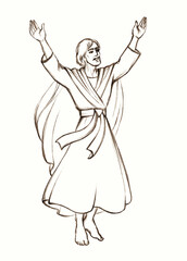 Fototapeta premium Jesus ascends to heaven. Pencil drawing