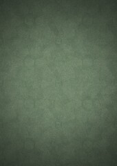 Hand-drawn unique abstract symmetrical seamless ornament. Dark semi transparent green on a light warm green with vignette of a darker background color. Paper texture. A4. (pattern: p05e)