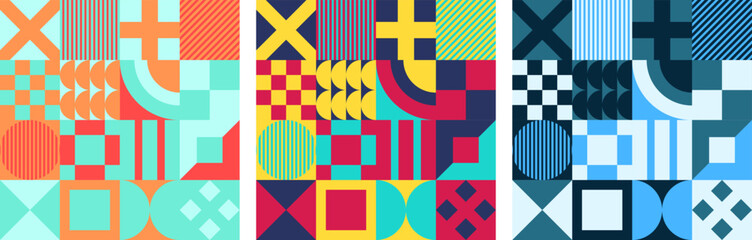 Geometric Bauhaus Pattern design. Abstract Background design template. Vector Shape and modern art. 