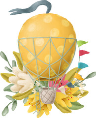 Hot air balloon with flowers