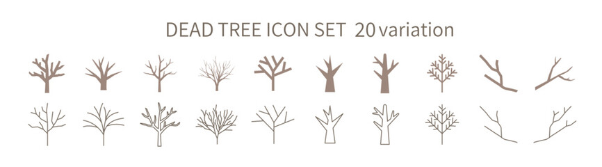 Icon set related to dead trees and branches