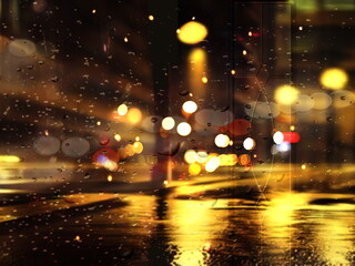  rain drops evening city blurred bokeh  light   rainy windows  template background