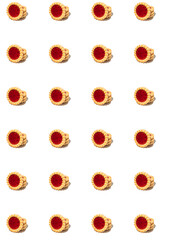 Pattern made with strawberry cookies and white background