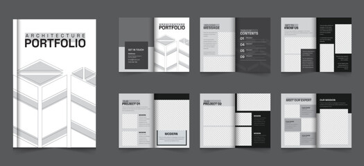 Architecture portfolio or Architect Portfolio Layout or interior portfolio Brochure template design 
