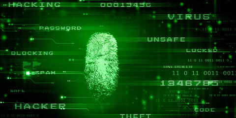 2d Illustration Fingerprint Scanning Technology Concept 