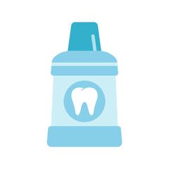 Mouthwash bottle. Liquid for rinsing mouth. Oral care equipment.