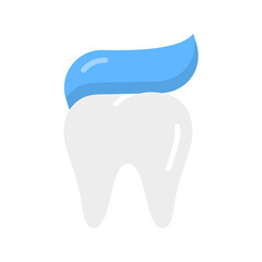 Toothpaste on tooth icon. Care your teeth. Disease prevention symbol.