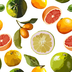 Citrus fruits vector seamless pattern