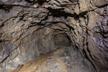 Underground gold mine shaft tunnel drift collapsed