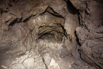 Underground gold mine shaft tunnel drift collapsed