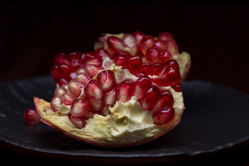 Pomegranate, ripe and juicy fruit with a set of vitamins