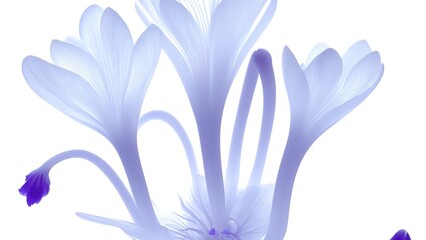 Fototapeta na wymiar x-ray image of a flower isolated on white, Watercolor transparent cosmos and crocus flowers.