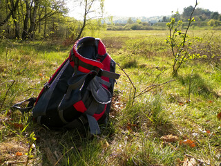 Travel and excursions - backpack left in the field.