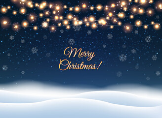 Winter Landscape With Lights Garland