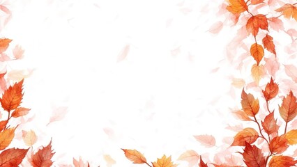 Autumn composition, Watercolor paint, colored pencils and autumn maple fall leaves on white desk background, Top view, copy space for text.