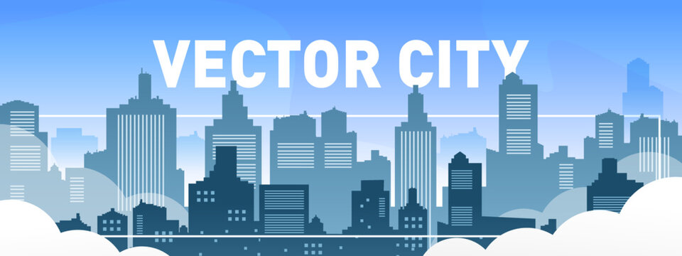 Morning city silhouette background vector illustration 