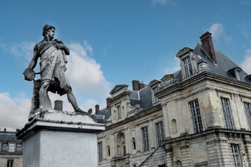 Fototapeta na wymiar palace of Fontainebleau, france, paris, eighties, statue, 