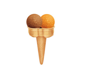 glace, cône, dessert, crème glacée, une boule, , cornet, été, aliment, froid, blanc, gaufres, deux, boules, rafraîchissement, sucre, délicieux