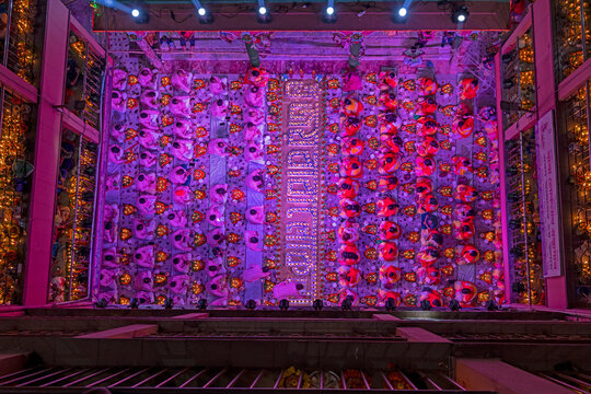 Dhaka, Bangladesh - 10 November 2022: Aerial view of Rakher Upobash festival, Shri Shri Lokenath Brahmachari Ashram temple.
