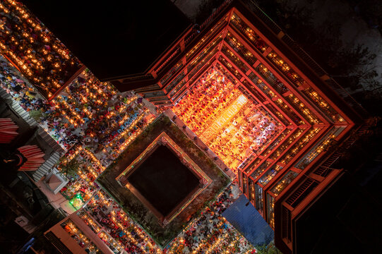 Aerial view of people at Rakher Upobash festival, Shri Shri Lokenath Brahmachari Ashram temple.