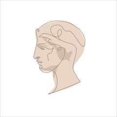 Modern linear art ancient greek sculpture, aesthetic contour with shadow. vector linear illustration