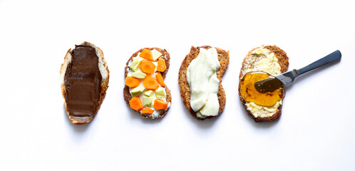 breakfast snacks over white background